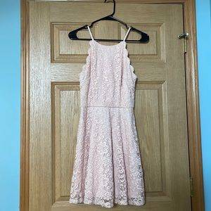 Pink Lace Halter Mini Dress